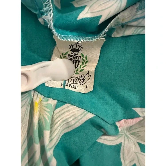 Vtg Royal Creations Hawaii Floral Orchid Ruffle Hem Dress Muumuu Women's Large - Picture 12 of 16